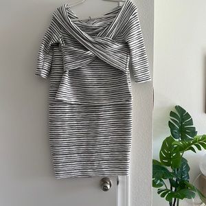 Chelsea28 Nautical Classic Set White Black Striped Knot Tie Boat Neck and Skirt